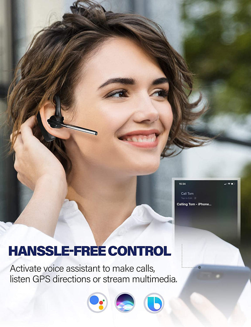 Micool Headset Bluetooth V5.0, Geräuschunterdrückung Freisprech Bluetooth Headset Handy 30 Stunden Gesprächszeit, Mute-Funktion, Sprachassistent Kabelloser Headset für LKW Fahrer Micool Headset Bluetooth V5.0, Geräuschunterdrückung Freisprech Bluetooth Headset Handy 30 Stunden Gesprächszeit, Mute-Funktion, Sprachassistent Kabelloser Headset für LKW Fahrer